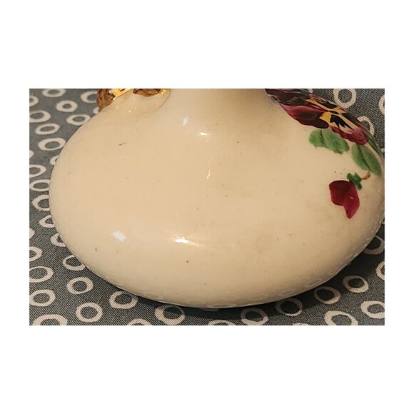 Two ~ Vintage Le Pere Mini Hand Painted Pansy Pitchers/ Vases with Gold Trim - Picture 9 of 11